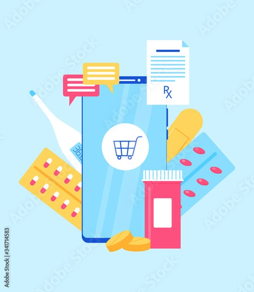 Obraz Online pharmacy concept. Flat style.