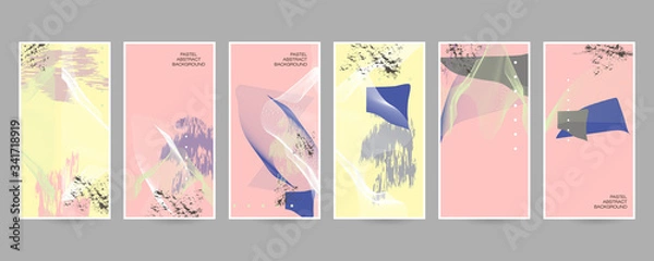 Fototapeta Abstract cover template with paint design elements. Poster with geometric shapes and pastel transparent creating. Stock vector graphic design