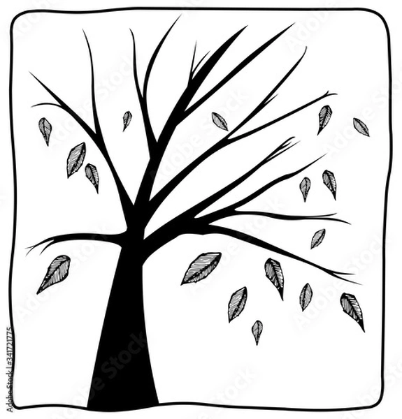 Obraz Tree illustration with falling leaves