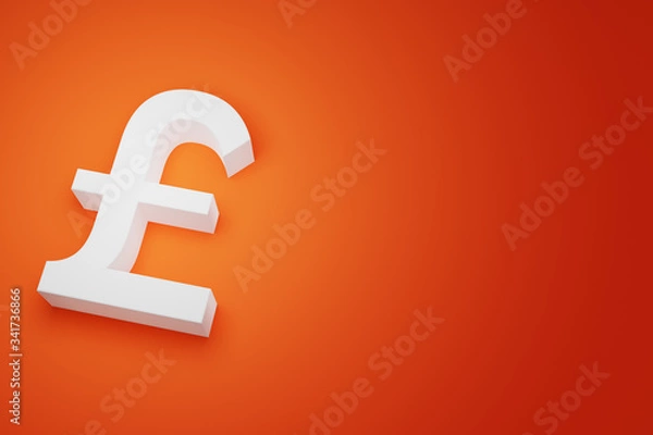 Obraz GBP Great Britain Pound Sterling Currency Sign for Business Financial background, 3D Rendering with copy space.
