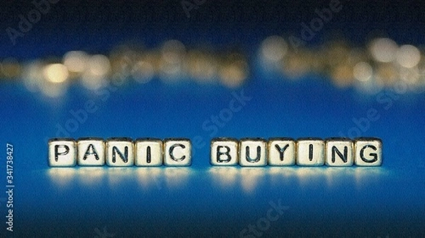 Obraz Beads with words "Panic Buying". Selected focus.
