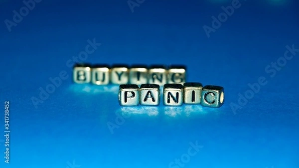 Obraz Beads with words "Panic Buying". Selected focus.