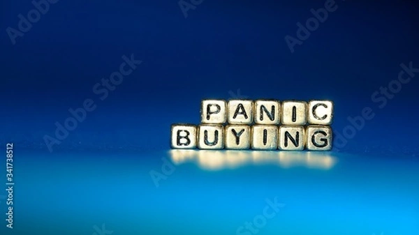 Obraz Beads with words "Panic Buying". Selected focus.
