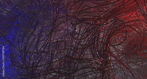 Obraz Red and Blue Abstract Sci Fi Mess Wires Background