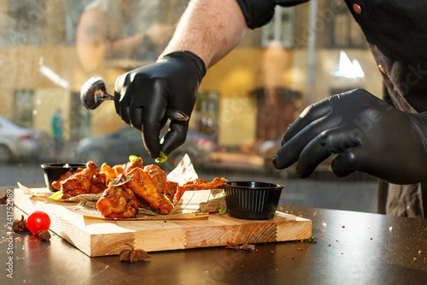 Obraz the chef prepares the meat