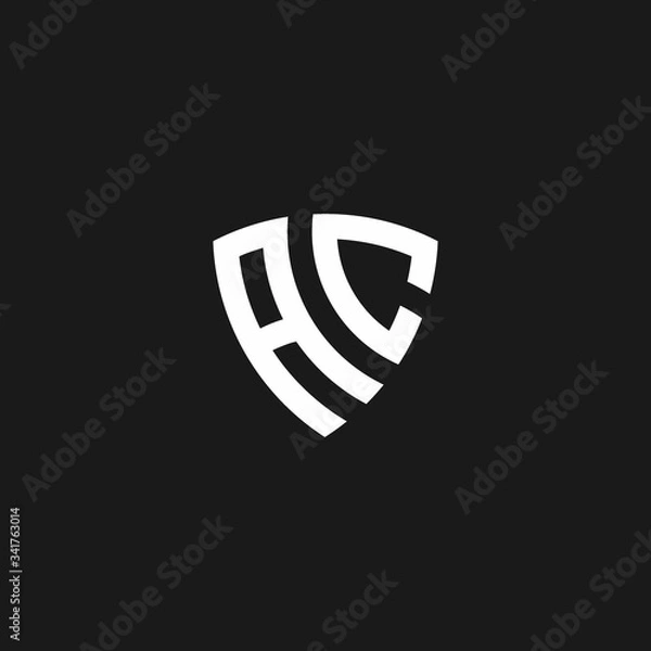 Fototapeta AC monogram logo with shield shape
