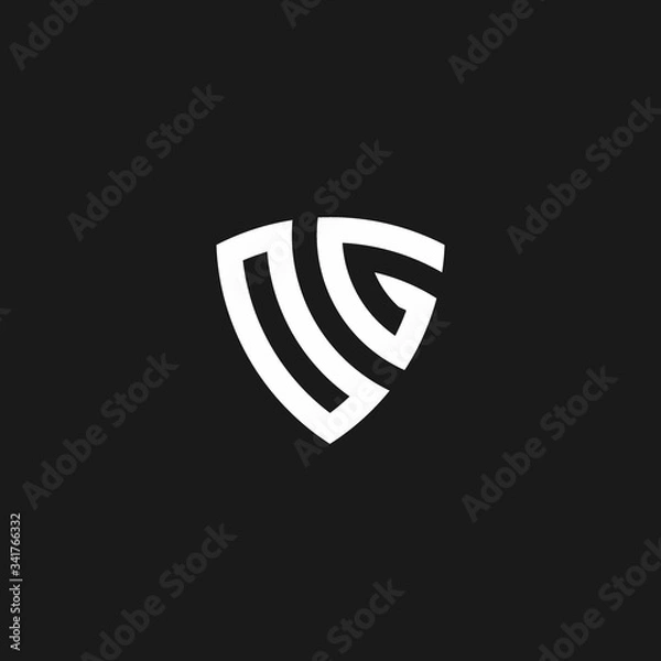 Fototapeta OG monogram logo with shield shape