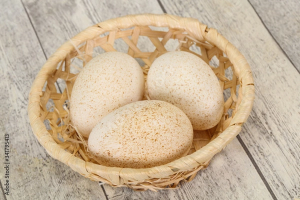 Fototapeta Three big raw turkey egg