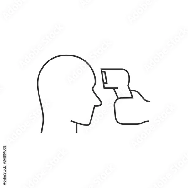 Fototapeta Fever check line icon on white background. Editable stroke