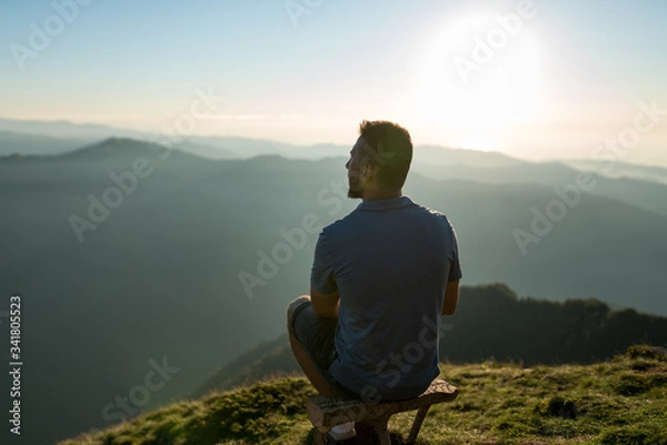 Obraz A young man watching the unique view of the Huser plateau