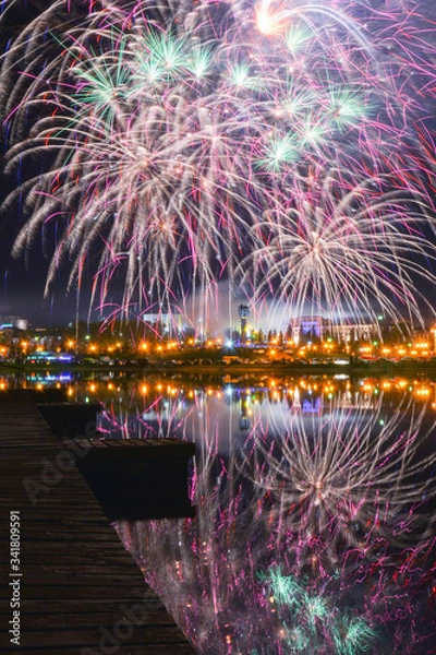 Obraz fireworks reflection in the water