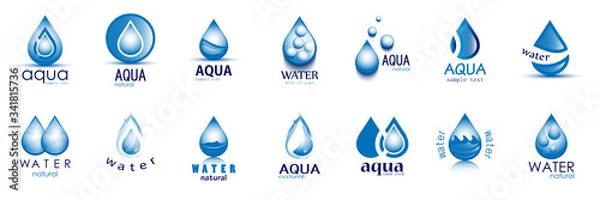 Fototapeta Water Drop Vector Set - Isolated On White Background. Vector Collection Of Flat Water Drop Logo. Icons For Droplet, Water Design, Rain, Raindrop, Company Logo And Drop Design
