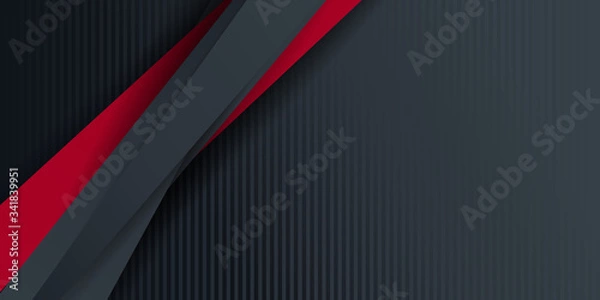 Fototapeta 3D Vector design trendy and technology concept. Fame border dimension by carbon fiber texture shiny red black and copy space on darkness background, Abstract technology template for presentation
