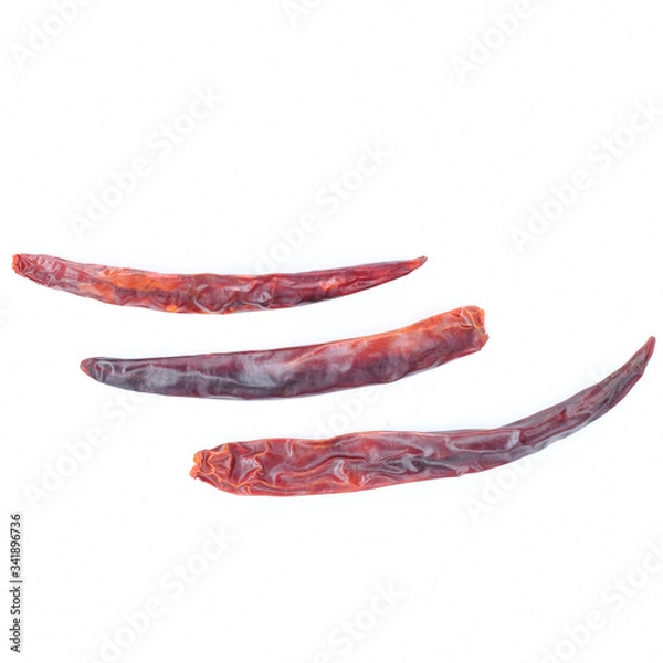 Obraz Red dried chilli isolated on white background as package design element
