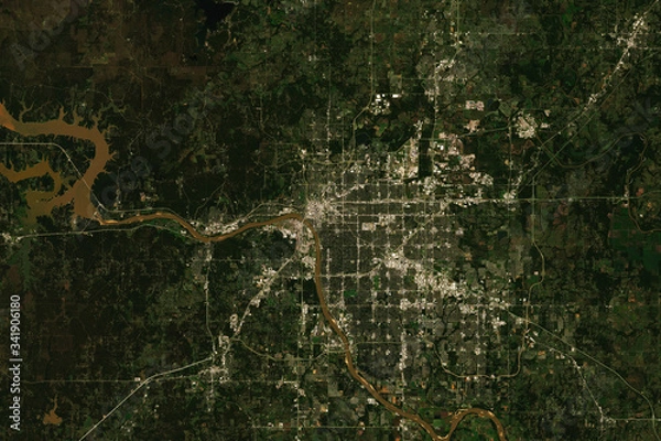 Fototapeta High resolution satellite image of Tulsa, USA - contains modified Copernicus Sentinel Data (2019)