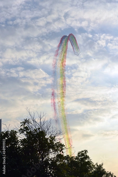 Fototapeta THE DISPLAY OF COLOURS OF THE UAE FLAG DURING NATIONAL DAY
