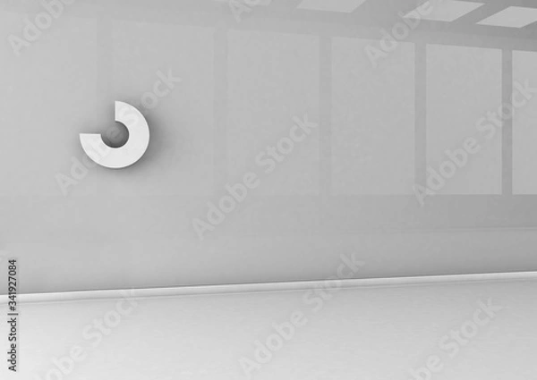 Fototapeta Streszczenie makieta logo na ścianie biura. Renderowanie 3d.