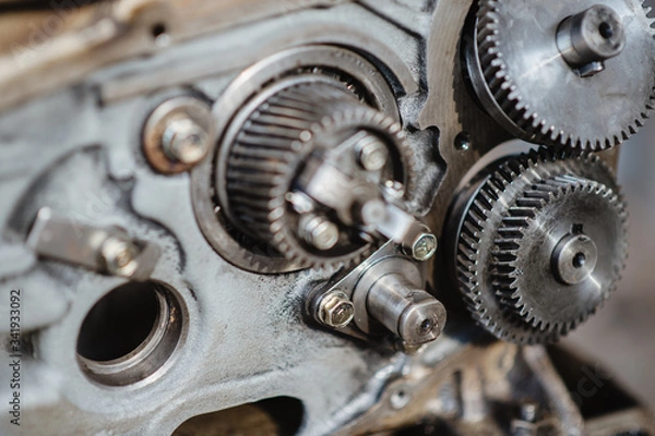 Obraz engine gears wheels, closeup view