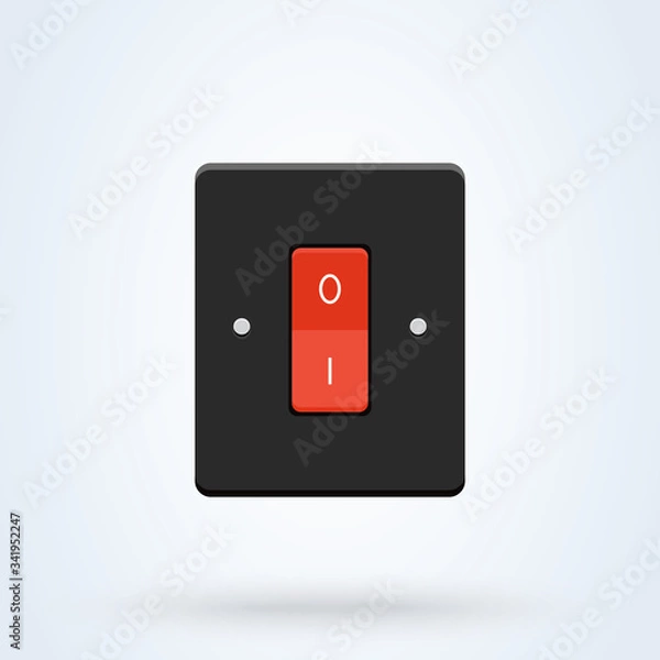 Fototapeta Electric switch turned on and off, flat style. isolated on white background. Vector illustration
