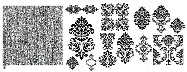 Obraz Vintage baroque frame scroll ornament engraving border floral retro pattern antique style acanthus foliage swirl decorative design element filigree calligraphy.