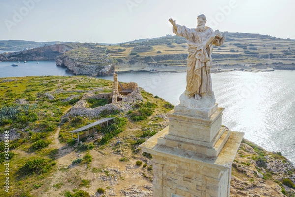 Obraz Aerial view of St. Pauls Statue on St. Pauls island. Malta country