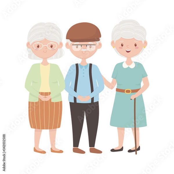 Fototapeta Isolated grandmothers and grandfather avatars vector design