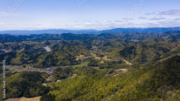 Fototapeta 岐阜県山県市 大桑城跡付近 ドローン空撮