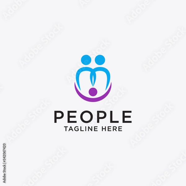 Fototapeta simple group vector symbol.Minimalist creative people logo icon design modern style illustration