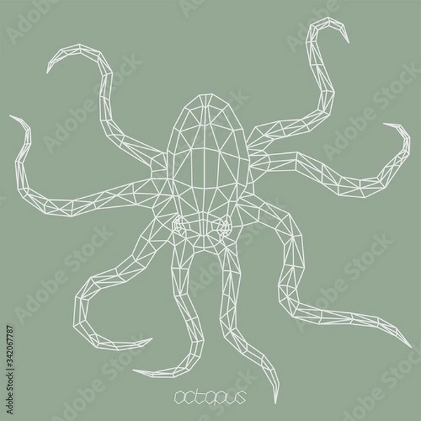 Obraz Sea octopus origami polygonal vector image