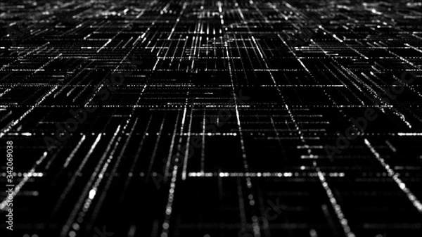 Obraz Digital Data Grid Abstract 2D Particle Background 01