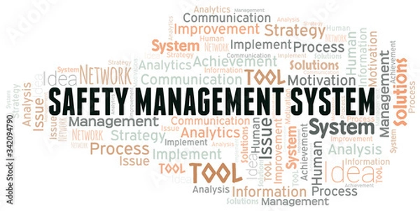 Fototapeta Safety Management System typography vector word cloud.