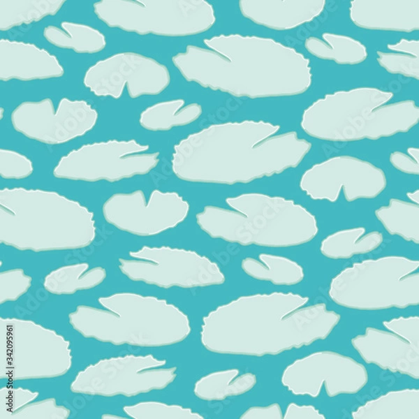 Obraz Water lily pads vector repeat pattern. Aquatic plant seamless vector illustration background.