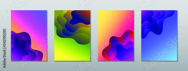 Fototapeta A4 abstract color 3d paper art illustration set. Contrast colors. Vector design layout for banners presentations, flyers, posters and invitations. Eps10.