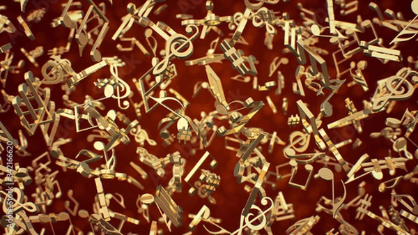 Obraz Golden Notes Music Background