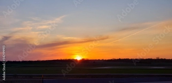 Fototapeta sunset over the river