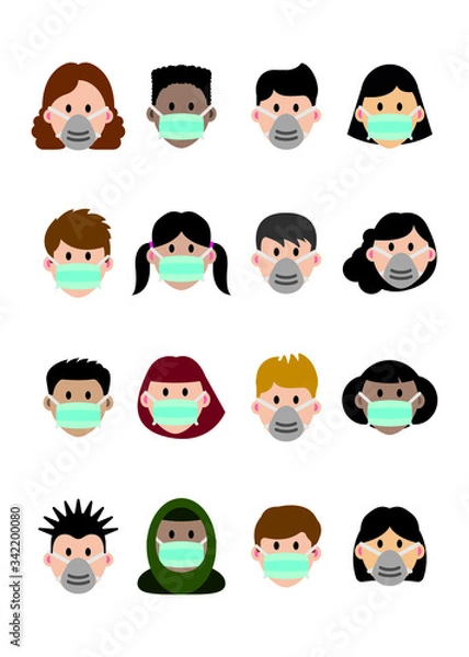 Fototapeta Vector icon: Some people's faces use medical masks