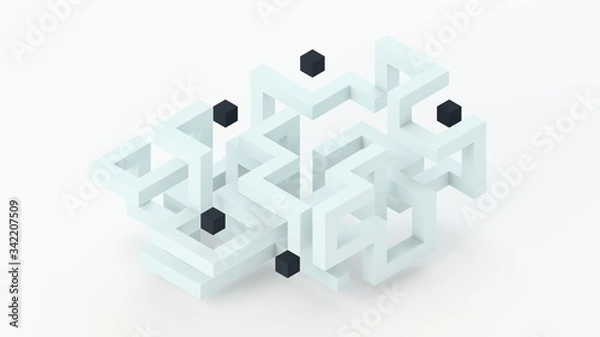 Obraz Three-dimensional labyrinth in isometric view. 3d render.