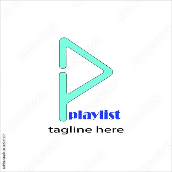 Obraz playlist logo vector on blue color