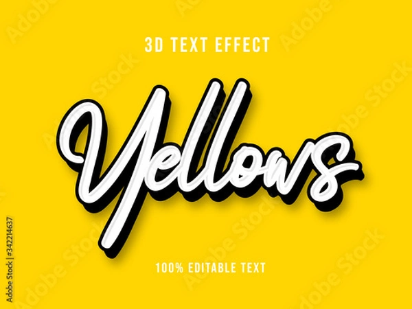 Fototapeta editable yellow 3d text effect