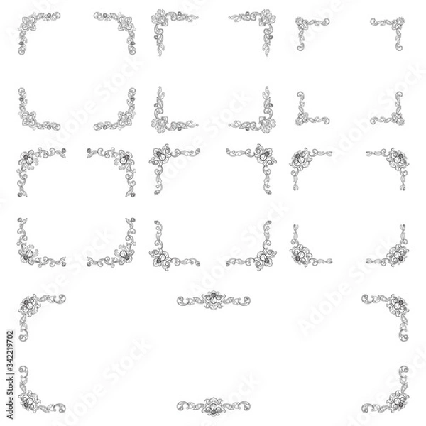 Fototapeta Classic Vitage Wedding Vector Ornaments frames Separator elements for Classic Vintage Wedding Invitation Hand Drawn Doodle