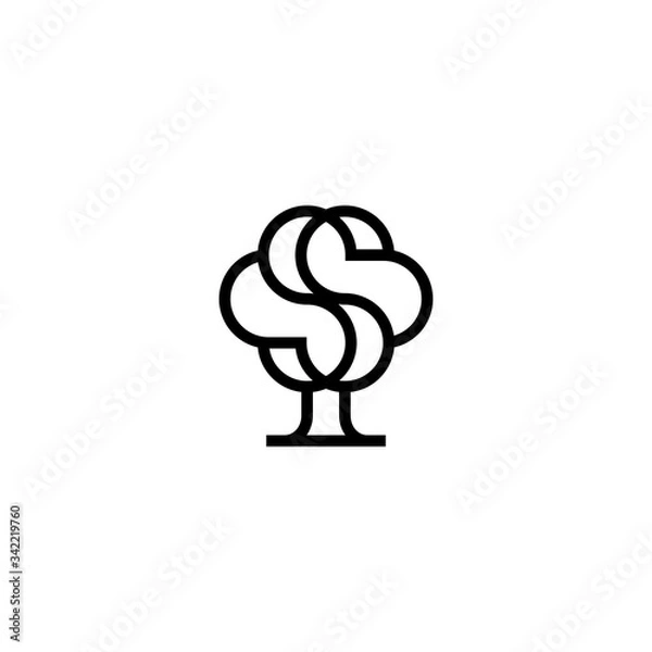 Obraz S Line Art with tree shaped