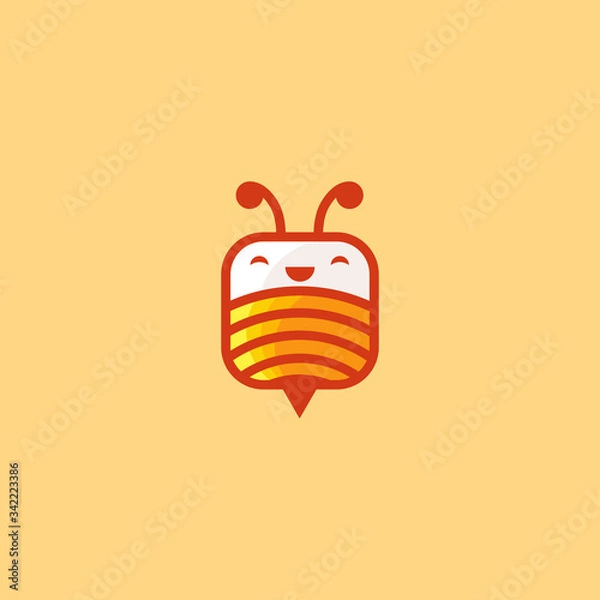 Obraz Square Bee Cute Character