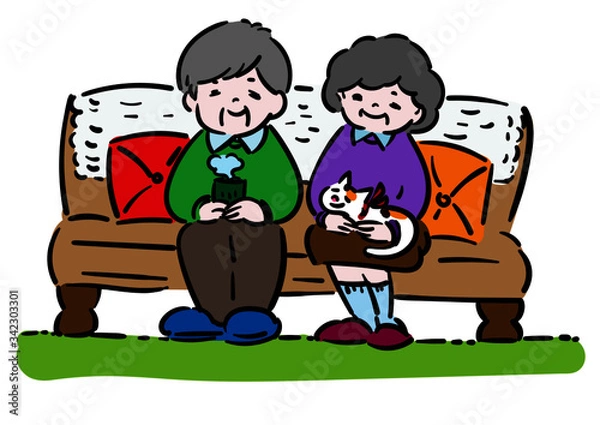 Obraz 老夫婦＿ソファー