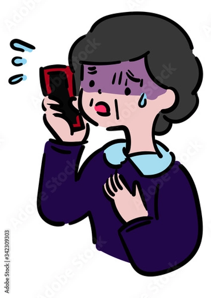 Obraz 困ったおばあさん＿携帯電話