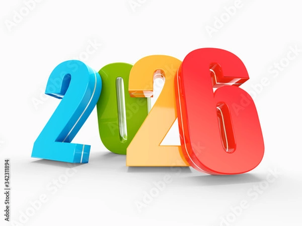 Fototapeta Happy New Year 2026 colorful calendar background series 3D render