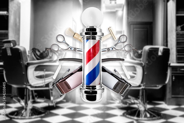 Obraz Barber Pole With Tools