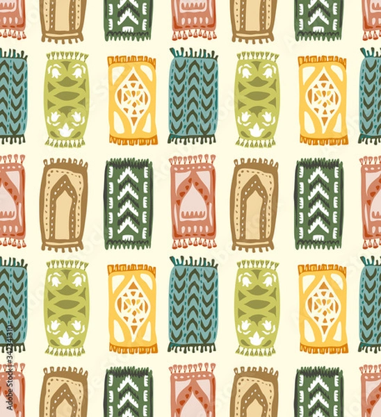 Obraz Prayer Mats seamless pattern. Islamic Rugs.