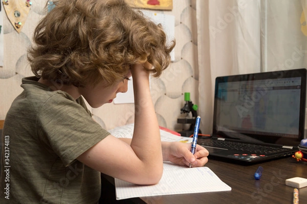 Obraz Distance learning online education. A home distance learning.