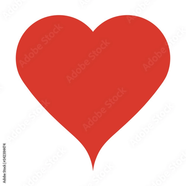 Obraz Red heart icon, heart shape isolated on a white background.