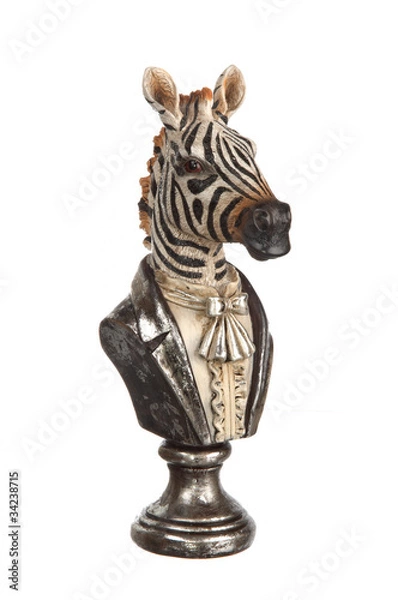 Fototapeta bust of well dressed zebra isolated on white
